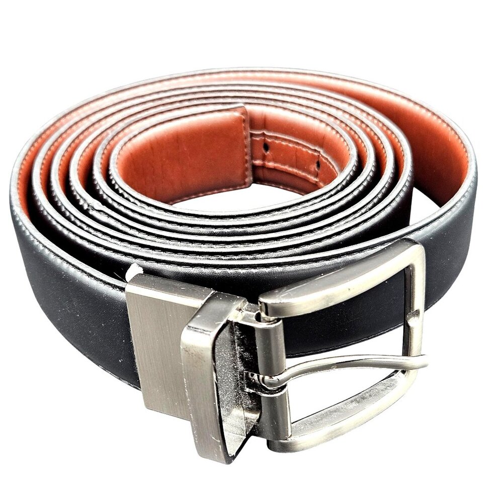 Reversible Black & Brown Belt With Brushed Silver Buckle Made In Guatemala